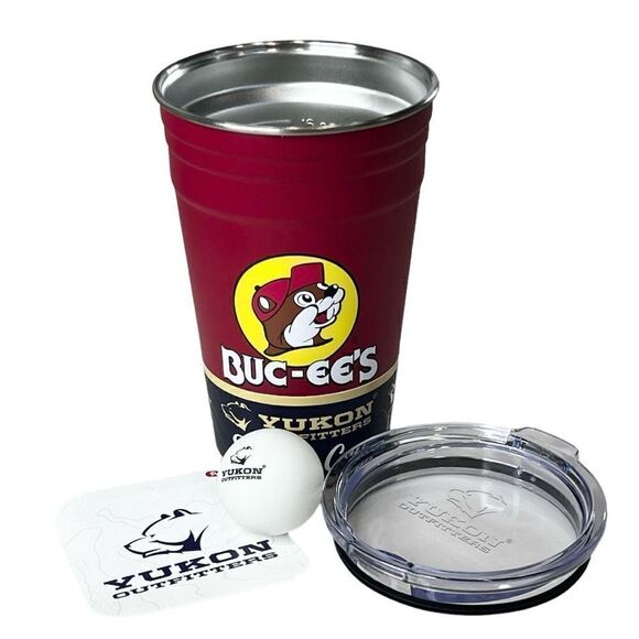 Buc-ee’s Fiesta Cup Bucees Beer Pong 20oz Yukon Outfitters with Ball and Sticker - Picture 1 of 3